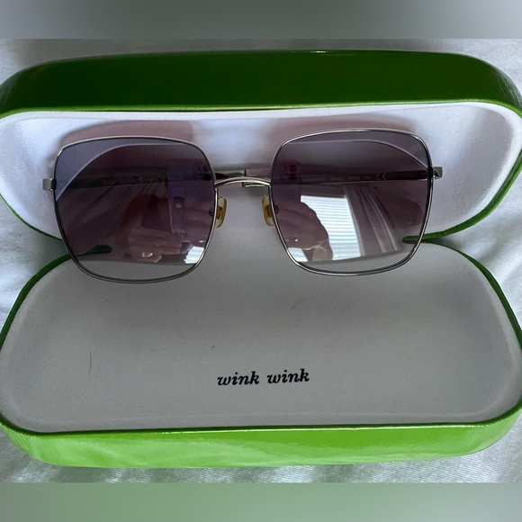 Kate Spade pink tint aviator Harlee sunglasses w/case - Picture 2 of 8